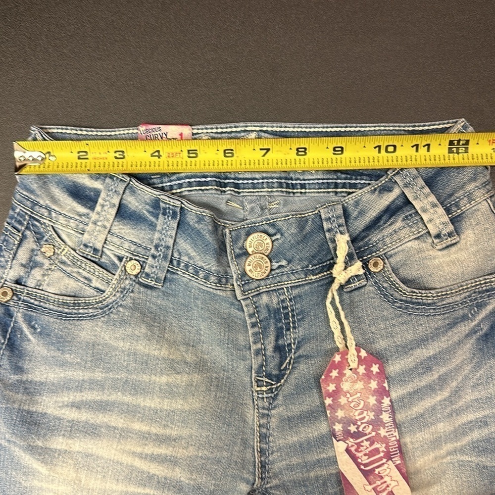 83.  NWT wallflower women’s luscious curve light blue skinny jeans size 1 R - Picture 6 of 9